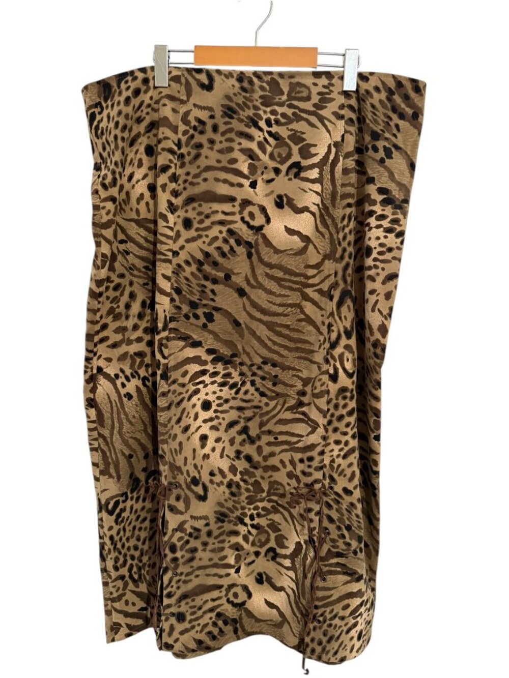 Addition-Elle Brown Animal Print Lace Up Hem Skirt Size 22 Made in Canada